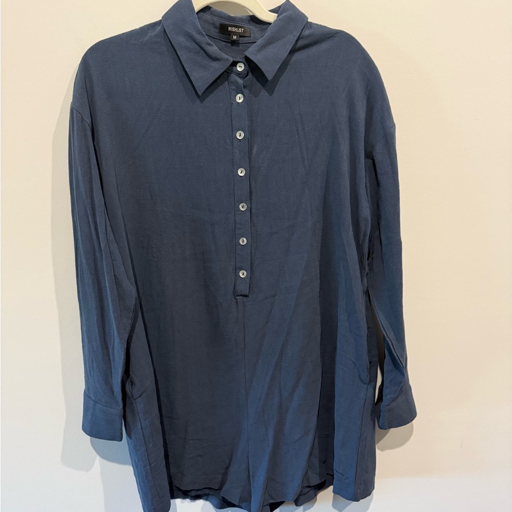 Beautiful Blue Women’s Button Front Romper. Size Medium. New, never worn